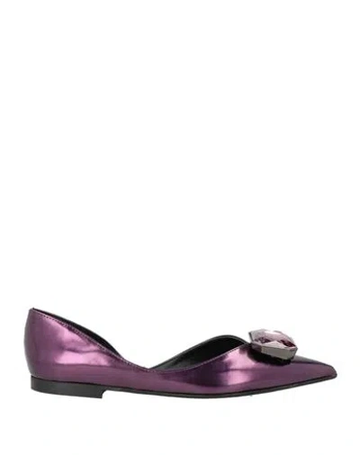 Ovyè Ovyé Woman Ballet Flats Purple Size 8 Textile Fibers