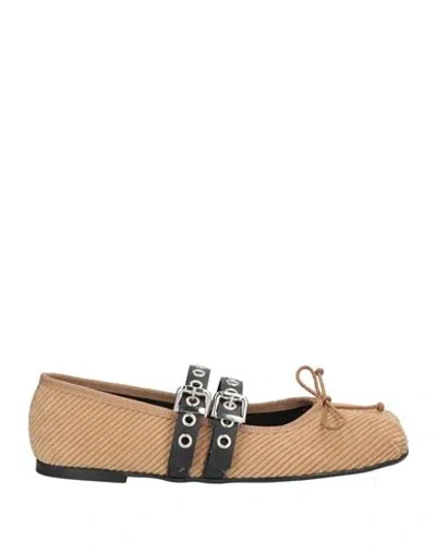 Ovyè Ovyé Woman Ballet Flats Sand Size 8 Textile Fibers In Animal Print