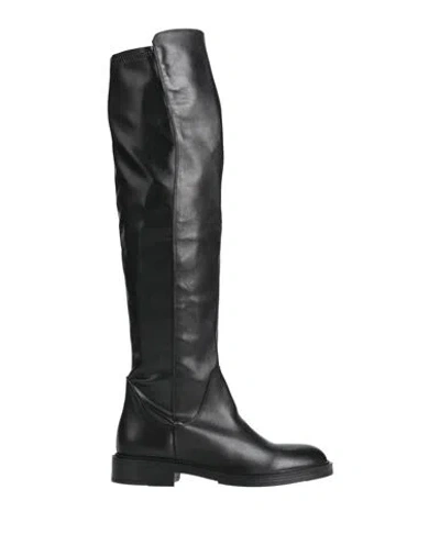 Ovyè Ovyé Woman Boot Black Size 9 Calfskin, Textile Fibers