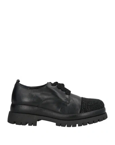 Ovyè Ovyé Woman Lace-up Shoes Black Size 7 Leather