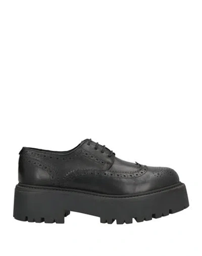 Ovyè Ovyé Woman Lace-up Shoes Black Size 8 Leather