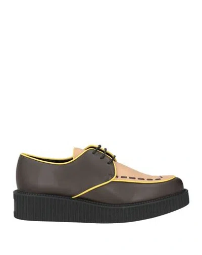 Ovyè Ovyé Woman Lace-up Shoes Dark Brown Size 11 Leather In Multi