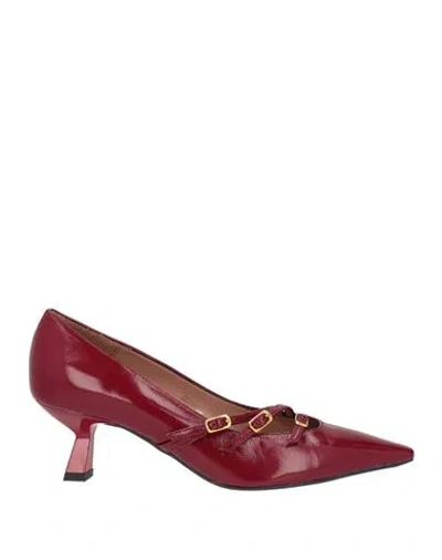 Ovyè Ovyé Woman Pumps Burgundy Size 10 Leather In Red