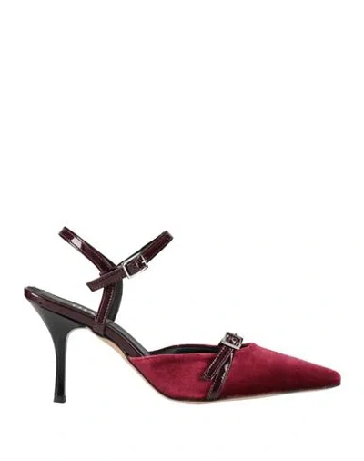 Ovyè Ovyé Woman Pumps Burgundy Size 8 Textile Fibers In Red