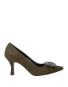 Ovyè Ovyé Woman Pumps Military Green Size 8 Leather In Green