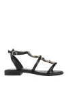 Ovyè Ovyé Woman Sandals Black Size 8 Leather In Blue
