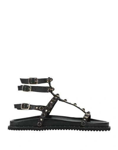 Ovyè Ovyé Woman Sandals Black Size 8 Leather, Synthetisches Material