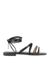 Ovyè Ovyé Woman Sandals Black Size 8 Textile Fibers, Synthetic Fibers In Black