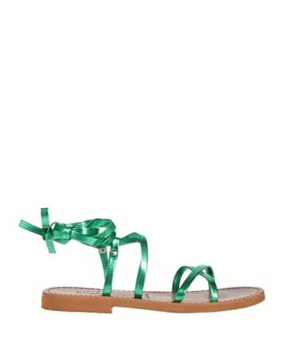 Ovyè Ovyé Woman Sandals Emerald Green Size 8 Textile Fibers