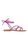 Ovyè Ovyé Woman Thong Sandal Fuchsia Size 8 Textile Fibers In Pink