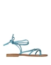Ovyè Ovyé Woman Thong Sandal Light Blue Size 8 Textile Fibers