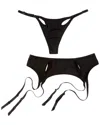 Ow Collection Calla Thong & Suspenders In Black