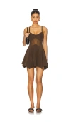 Ow Collection Cassandra Mini Dress In Brown