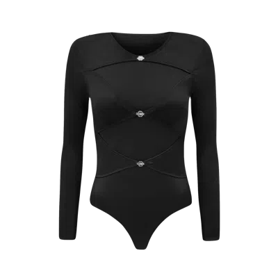 Ow Collection Chiara Covered Bodysuit In Black
