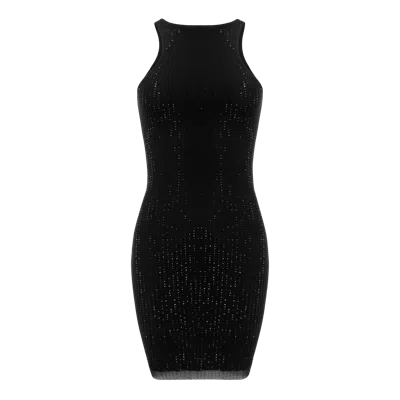 Ow Collection Crystal Mini Dress In Black