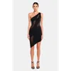 Ow Collection Women's Curve Asymmetric Mesh Mini Dress - Black