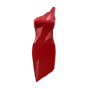 Ow Collection Women's Curve Asymmetric Mesh Mini Dress - Cherry Red
