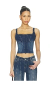 Ow Collection Devin Denim Top In Multi