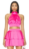 Ow Collection Women's Pink / Purple Eloise Halter Crop Top - Hot Pink In Pink Dreams