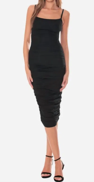 Ow Collection Ezra Midi Dress In Black Caviar