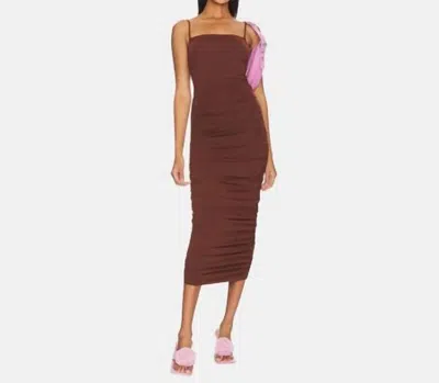 Ow Collection Ezra Midi Dress In Cocoa In Brown