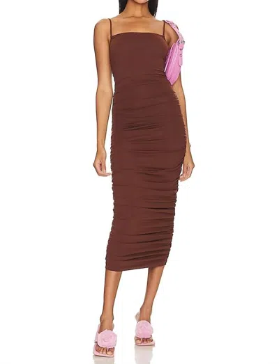 Ow Collection Ezra Midi Dress In Cocoa In Brown