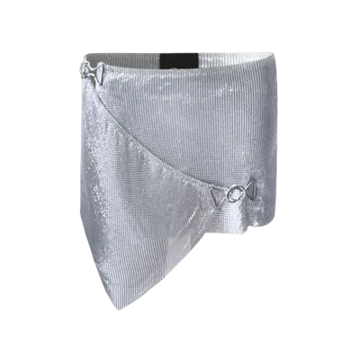 Ow Collection Gemma Metallic Mini Skirt In Grey