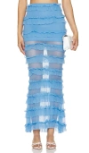Ow Collection Women's Gracie Ruffle Maxi Skirt - Blue In Baby Blue