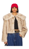 Ow Collection Women's Neutrals Hamilton Fox Crop Jacket - Tan In Tan