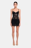 Ow Collection Laney Mini Slip Dress In Black