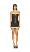 Ow Collection Kendra Mini Dress With Faux Fur Trim In Black
