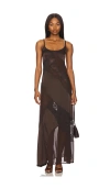 Ow Collection Laney Maxi Slip Dress In 棕色