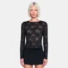 Ow Collection Women's Lucy Tie Neck Lace Top - Black In Black
