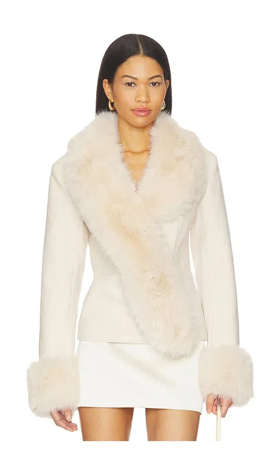 Ow Collection Maeve Faux Fur Jacket In Neutral