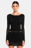 Ow Collection Mesha Rhinestone Blouse In Black