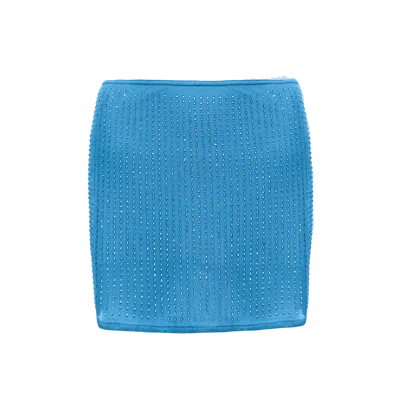 Ow Collection Mesha Rhinestone Mini Skirt In Blue
