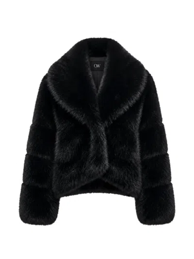 Ow Collection Milan Faux Fur Jacket In Black