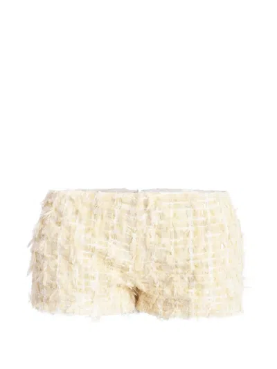 Ow Collection Mira Feathered-detail Mini Shorts In Multi