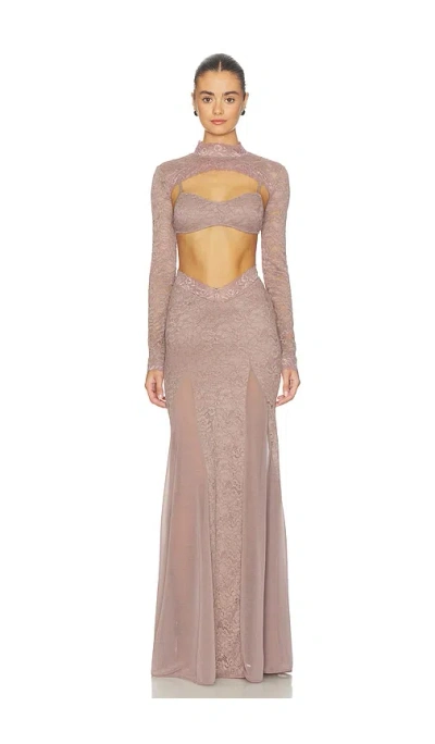 Ow Collection Naia Maxi Dress In Brown