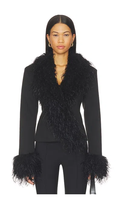 Ow Collection Remy Faux Fur Jacket In Black