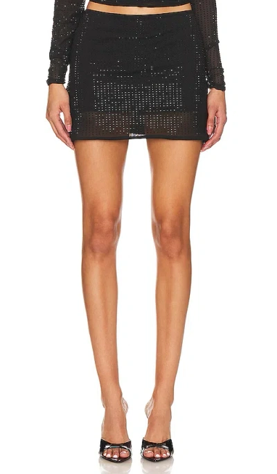 Ow Collection Rhinestone Mini Skirt In Black