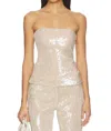 Ow Collection Ruby Sequin Tube Top In Tan In Multi