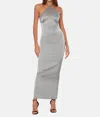 Ow Collection Saga Satin Maxi Dress In Grey In Gray