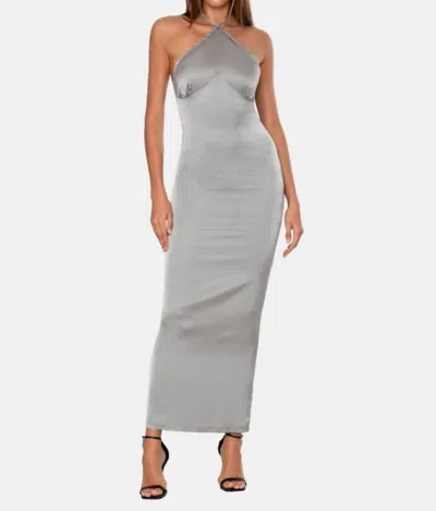 Ow Collection Saga Satin Maxi Dress In Grey In Gray