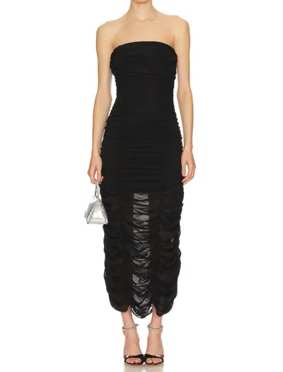 Ow Collection Sandy Chiffon Maxi Dress In Black Caviar