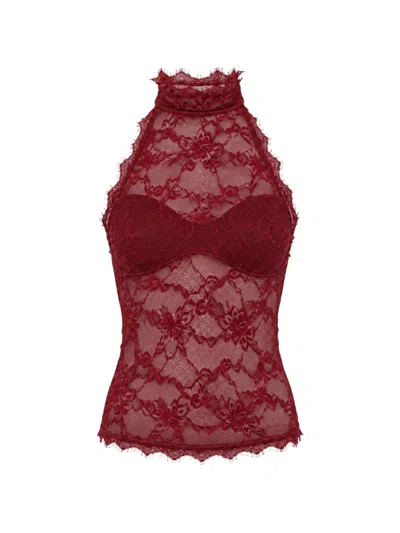 Ow Collection Selah Floral-lace Top In Red