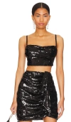 Ow Collection Sequin Top In Black Glitter