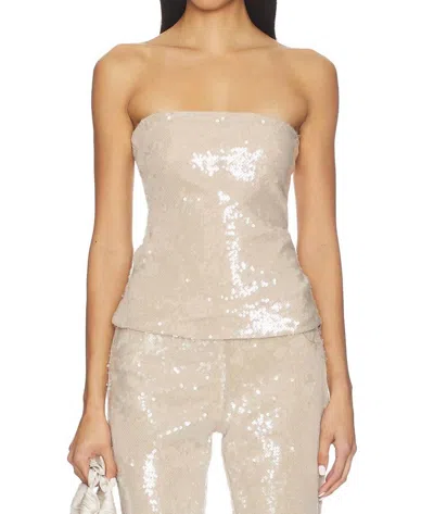 Ow Collection Ruby Sequin Tube Top In Tan In Multi