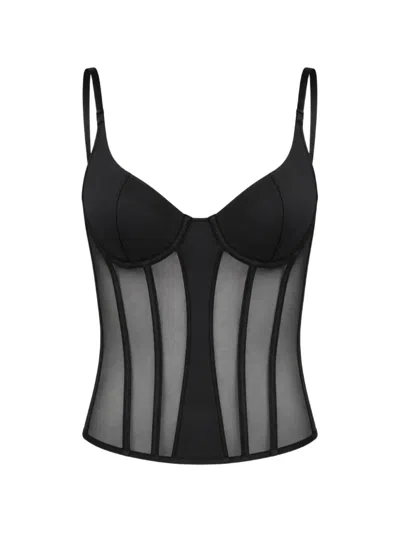 Ow Collection Sivara Corsage Mit Mesh-einsatz In Schwarz