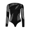 Ow Collection Women's Spiral Long Sleeve Bodysuit - Black